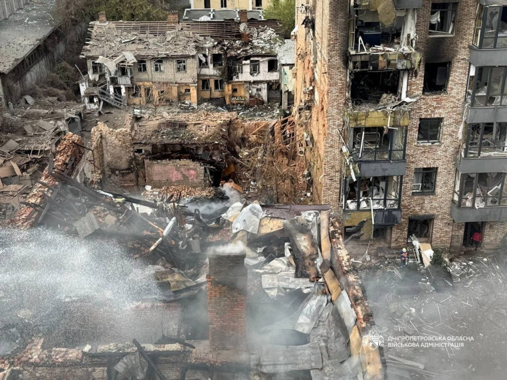 Aftermath of Russian missile and drone strike in Dnipro