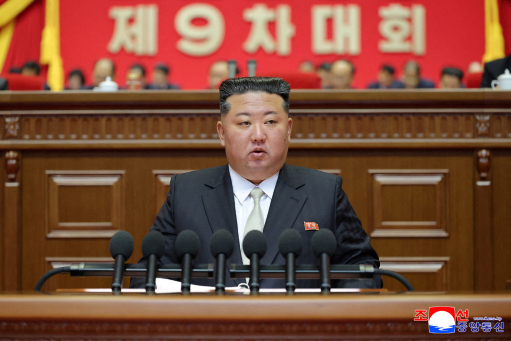 FILE PHOTO: North Korean leader Kim Jong Un speaks in Pyongyang