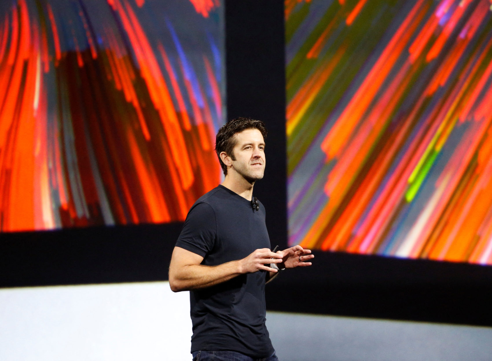 FILE PHOTO: John Ternus speaks during Apple's annual developer conference in San Jose