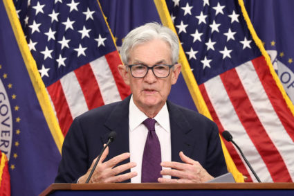 U.S. Federal Reserve Chair Jerome Powell attends a press conference at the U.S. Federal Reserve in Washington