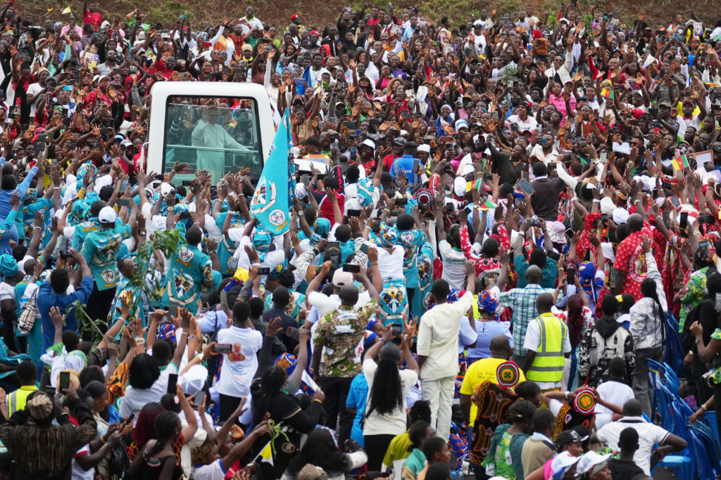 Pope urges young people to resist temptation of corruption in big Mass in Cameroon
