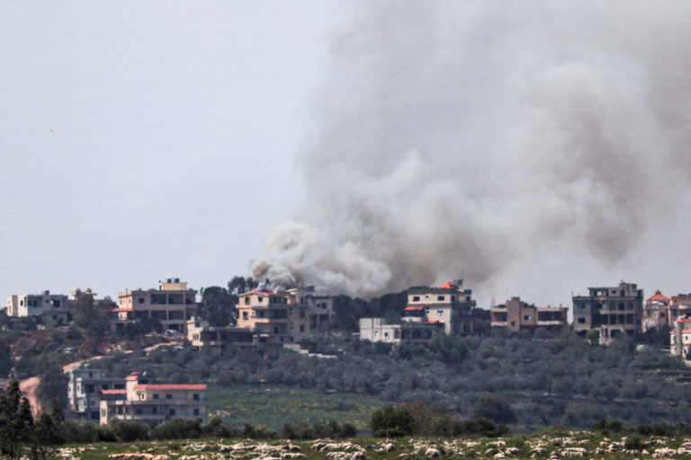 Smoke rises following an Israeli strike in southern Lebanon, as seen from northern Israel