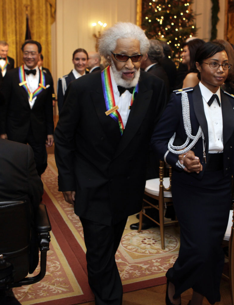 Jazz musician Sonny Rollins leaves after the Kennedy Center Honors reception