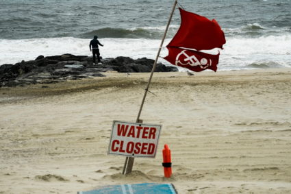 Erin, the first hurricane of the 2025 Atlantic season, in Sea Bright, New Jersey