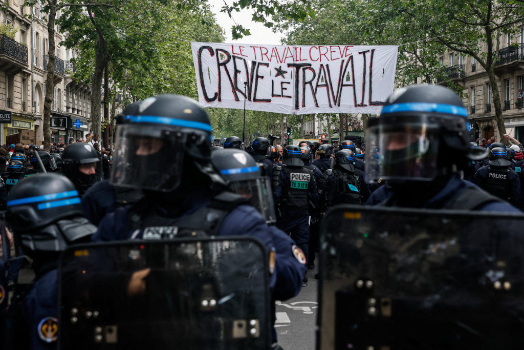 Traditional May Day labour union march in Paris