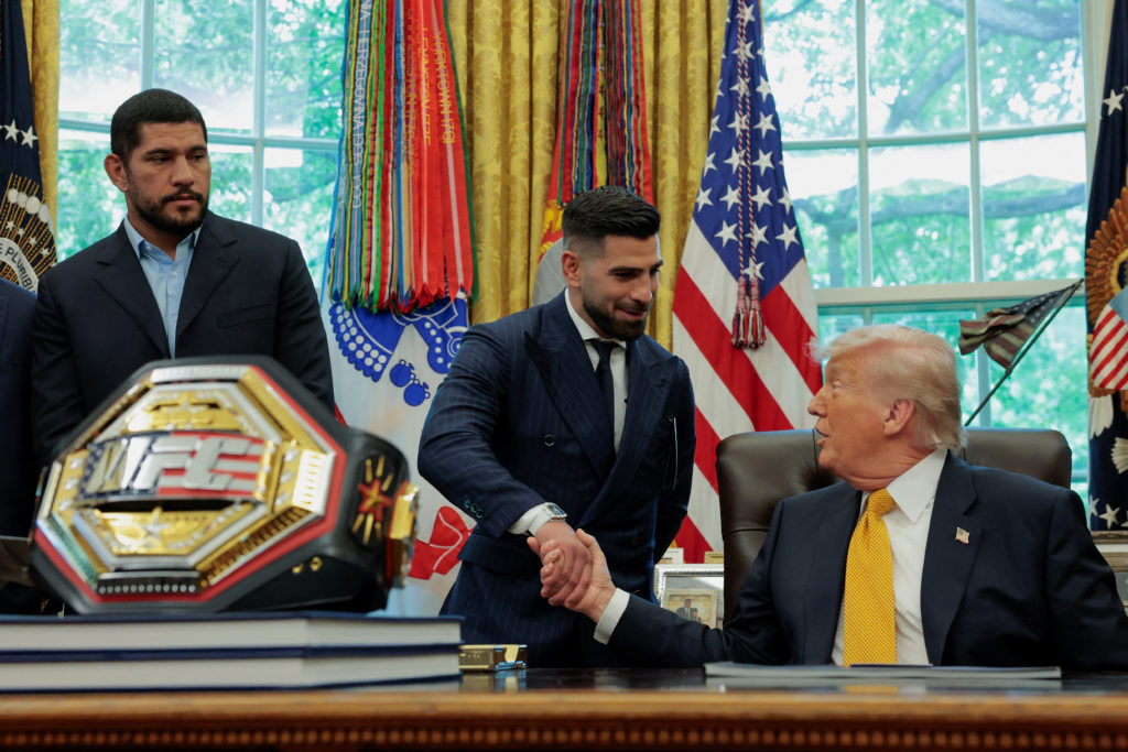 WATCH: Trump welcomes UFC fighters to the White House, previews upcoming South Lawn fight