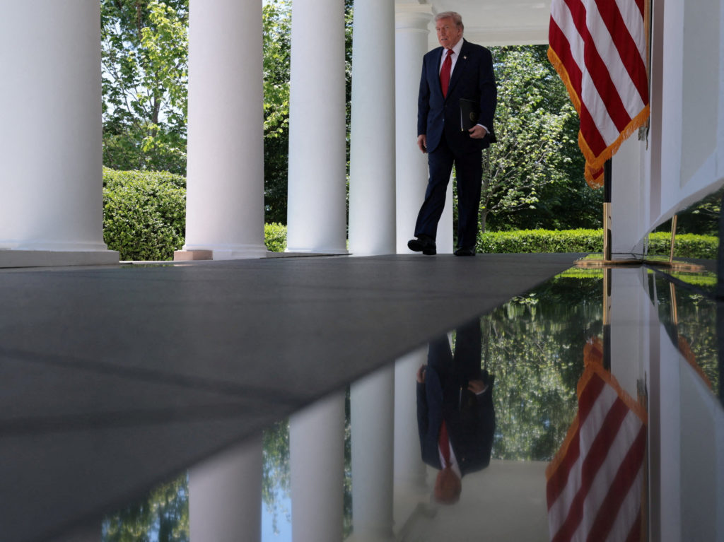 U.S. President Donald Trump attends a Mother’s Day reception for Gold Star mothers in the Rose Garden at the White House i...