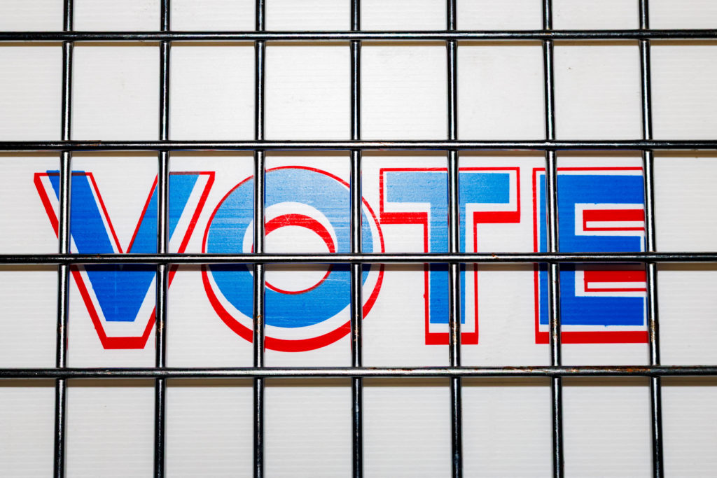 Electronic voting equipment in a warehouse in Doylestown