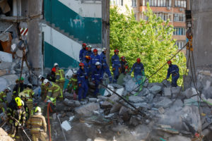 Aftermath of Russian missile and drone strikes, in Kyiv