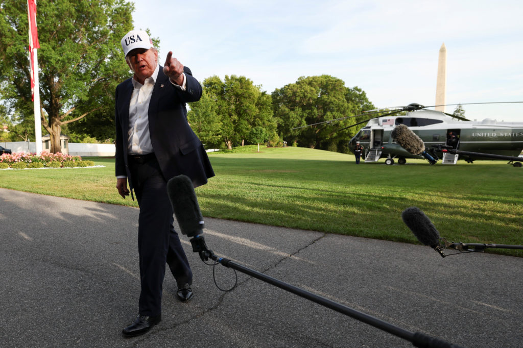 U.S. President Donald Trump returns to the White House after his trip to China