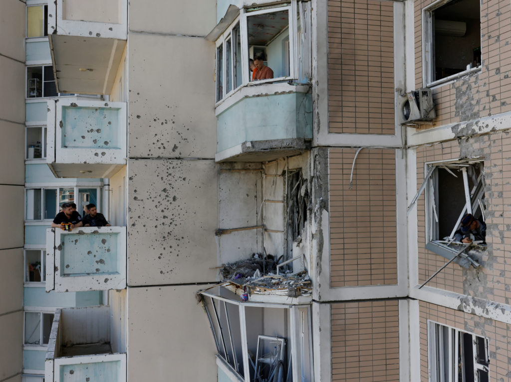Aftermath of a Ukrainian drone attack in Moscow region