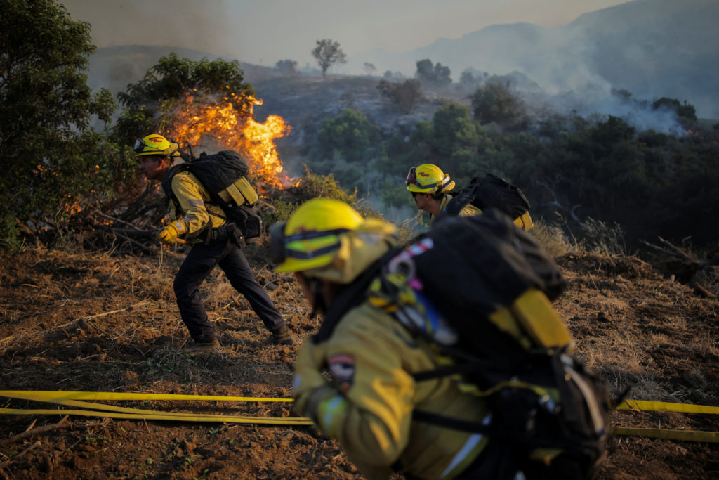A wildfire known as the Sandy Fire, in Simi Valley