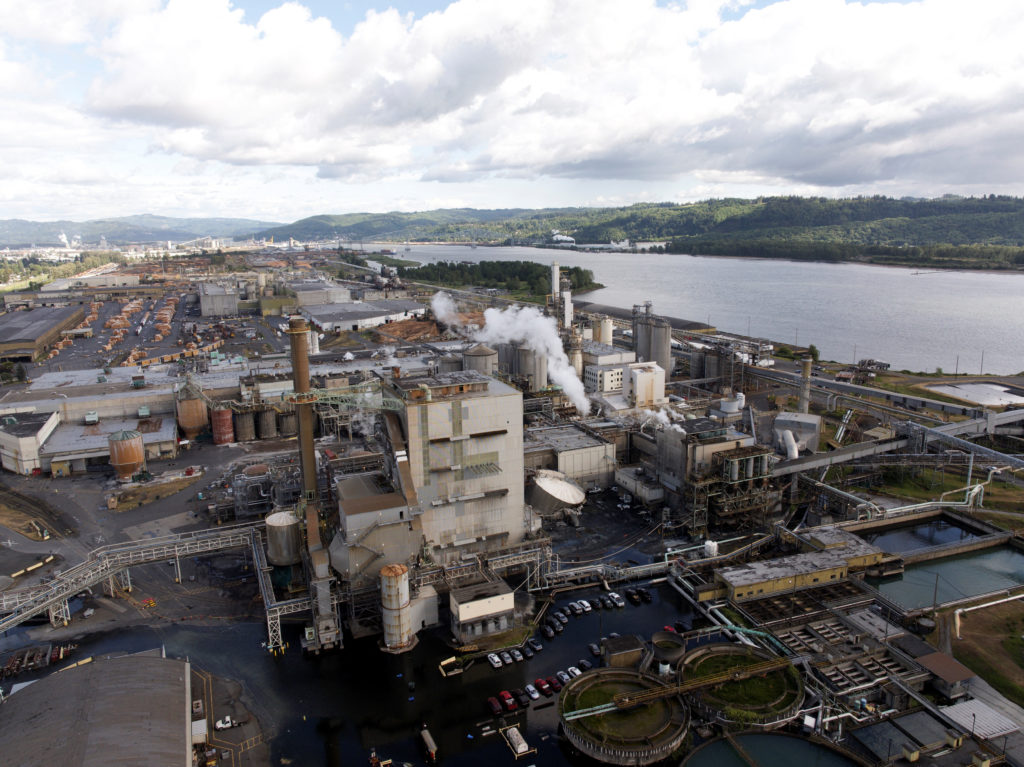 Aftermath of a chemical tank rupture at the Nippon Dynawave Packaging pulp and paper mill in Longview