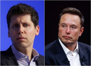 Combination of Sam Altman, CEO of OpenAI and Elon Musk, Chief Executive Officer of SpaceX and Tesla and owner of X