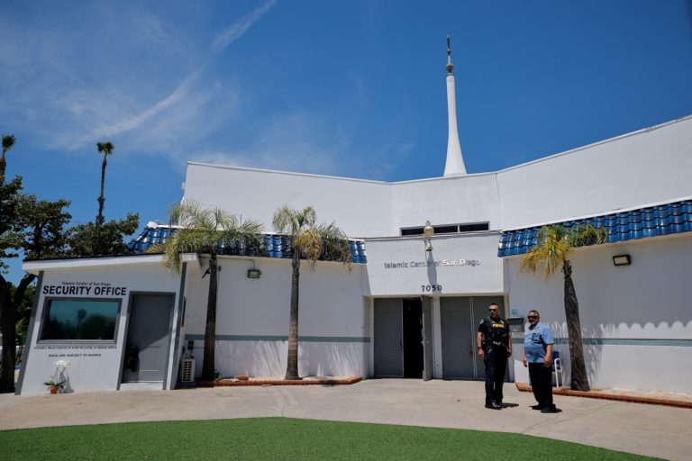 People pay their respects the day after fatal shooting, at Islamic Centre of San Diego