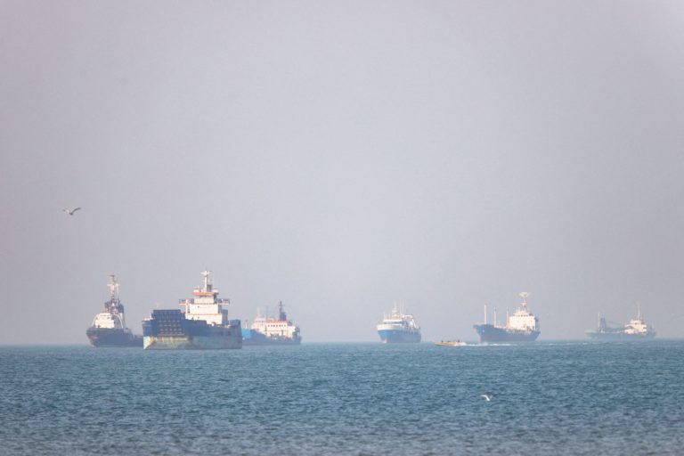 Vessels in the Strait of Hormuz near Bandar Abbas, Iran
