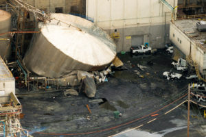 Aftermath of a chemical tank rupture at the Nippon Dynawave Packaging pulp and paper mill in Longview