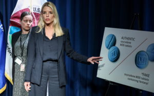 U.S. Attorney General Pam Bondi and acting Drug Enforcement Administrator (DEA) Robert Murphy hold a press conference, in ...