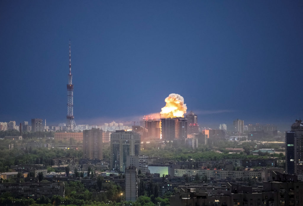 Russian drone and missile strike in Kyiv