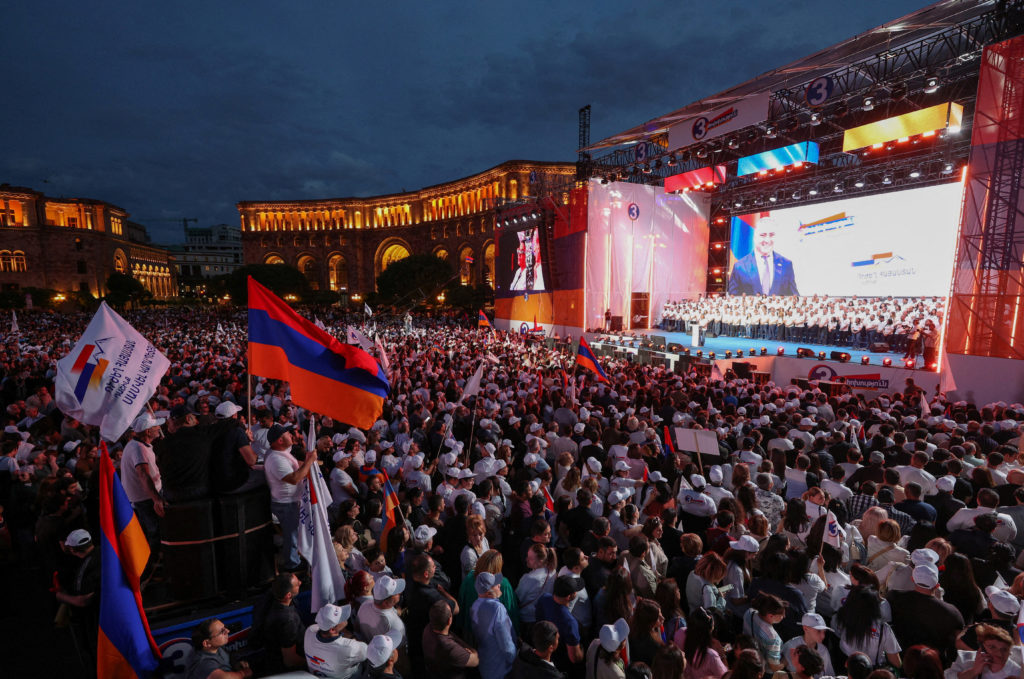 FILE PHOTO: Election campaign rally of the Strong Armenia party in Yerevan