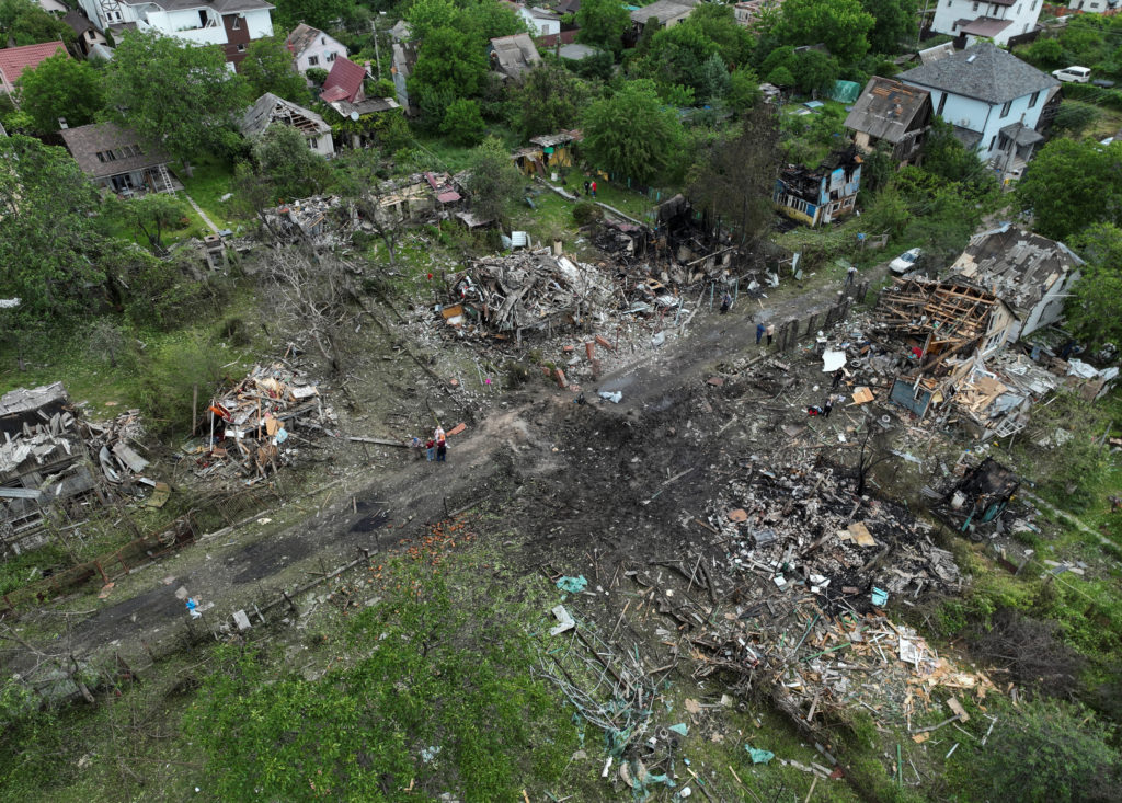 Aftermath of a Russian missile and drone attack in Kyiv