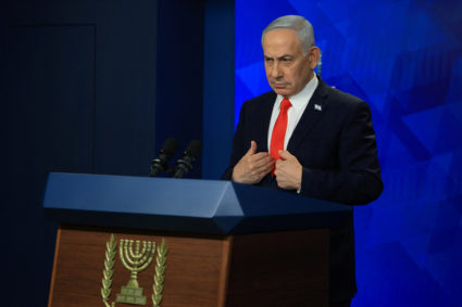 Israeli Prime Minister Benjamin Netanyahu holds a news conference, following a U.S.-Iran deal, in Jerusalem