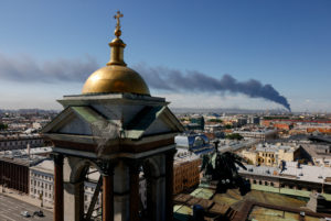 Ukrainian drones strike oil terminal in St Petersburg as Putin's 'Davos' gets under way