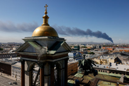 Ukrainian drones strike oil terminal in St Petersburg as Putin's 'Davos' gets under way