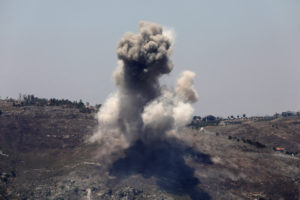 Smoke rises following an Israeli strike as seen from Marjayoun