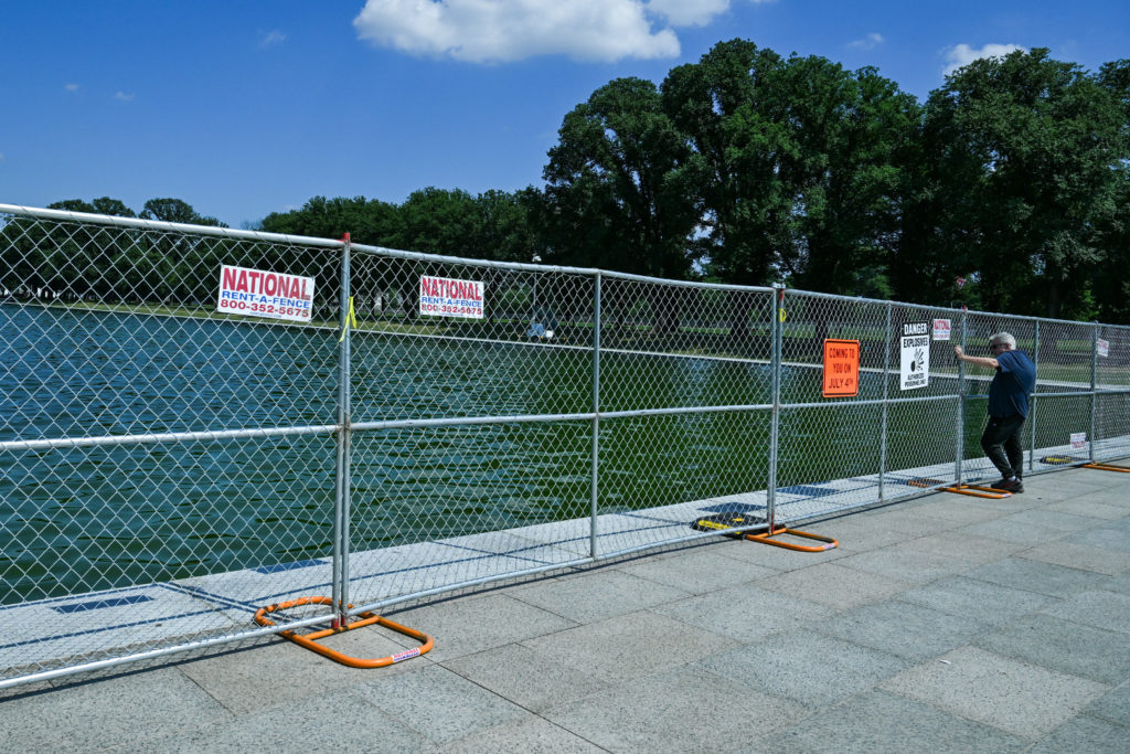 Fencing added around the Reflecting Pool