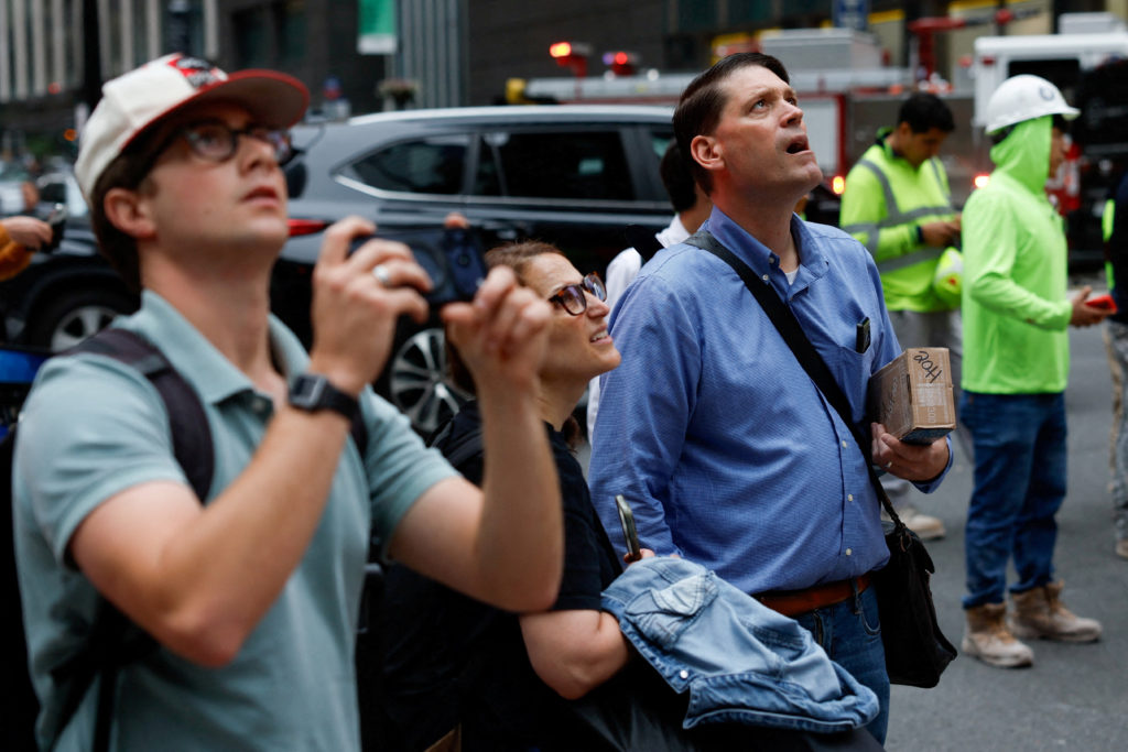 A building on 42nd Street which was reported to have structural issues in New York City