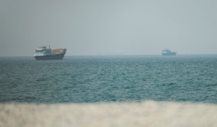 Vessels at the Strait of Hormuz, as seen from Musandam