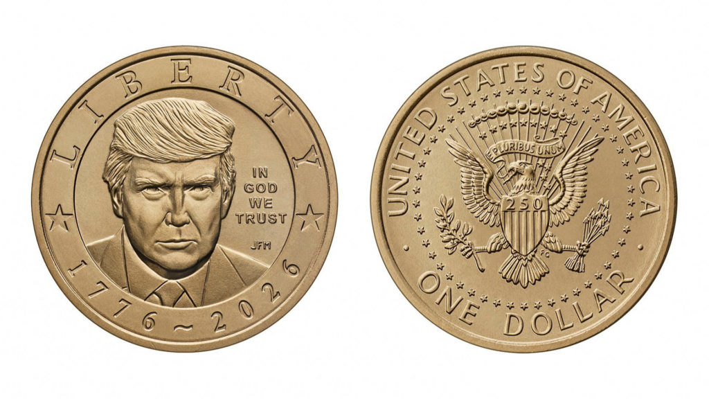 U.S. Mint produces a $1 coin bearing Trump's face to help celebrate America's 250th birthday