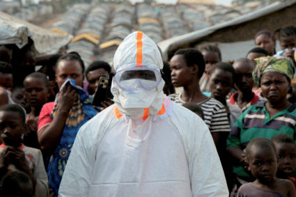 A health worker in personal protective equipment in Congo