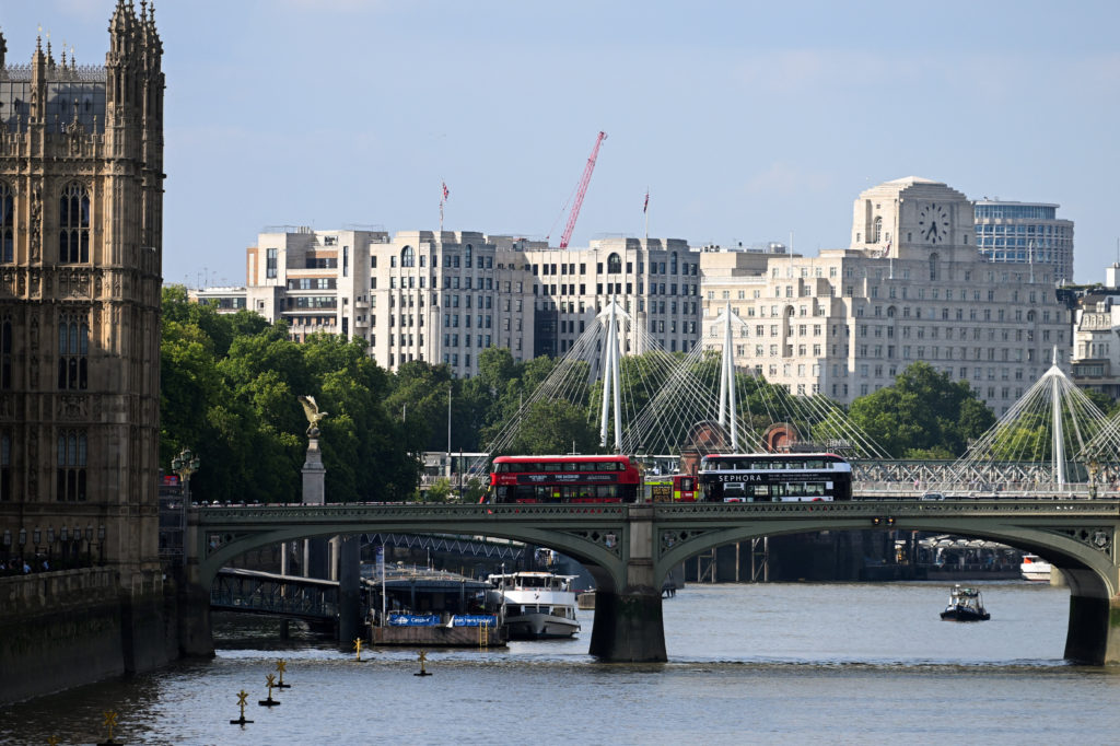 Met Police boat strikes Westminster Bridge, in London