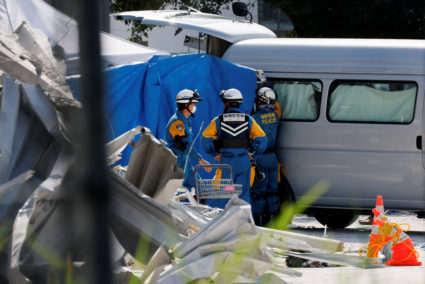 Aftermath of an earthquake with a preliminary magnitude of 7.1, in Japan
