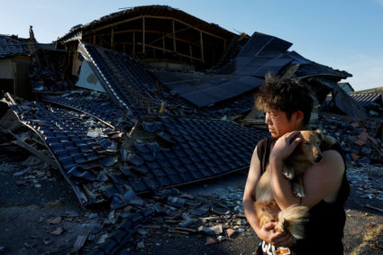 Aftermath of an earthquake with a preliminary magnitude of 7.1, in Japan