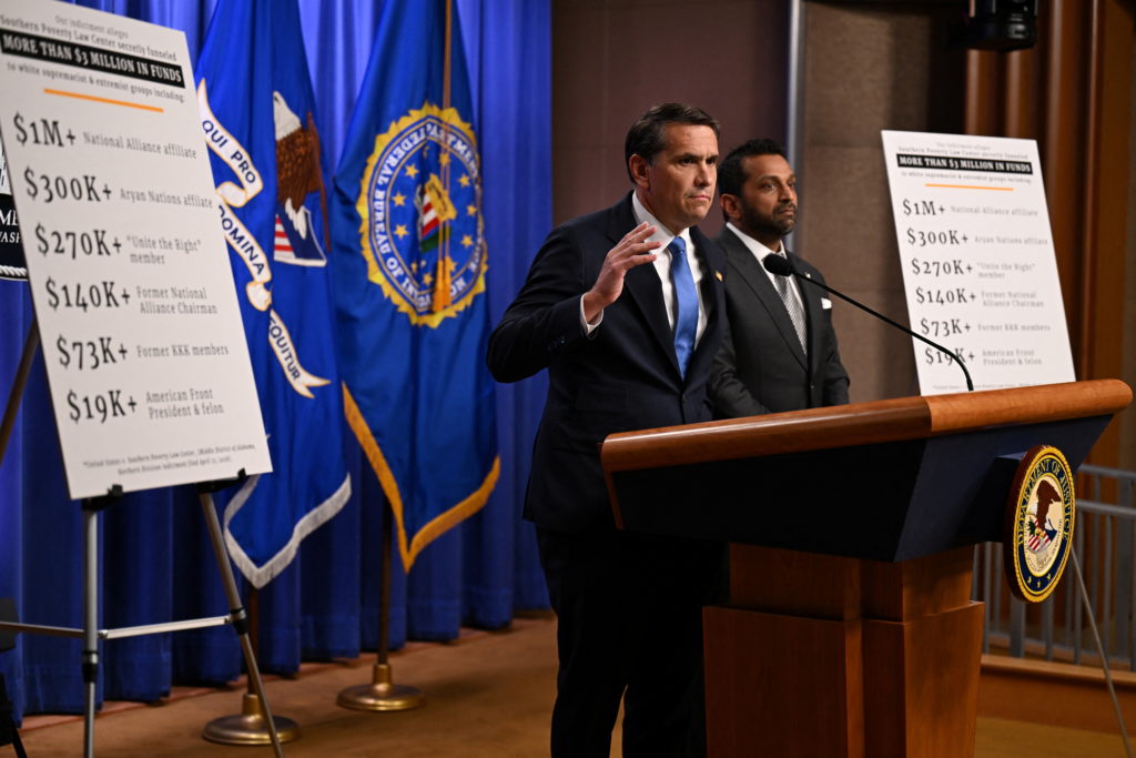 Acting U.S. Attorney General Blanche attends a press conference at the Department of Justice in Washington