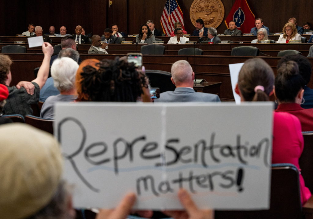 Demonstrators protest redistricting efforts in Tennessee