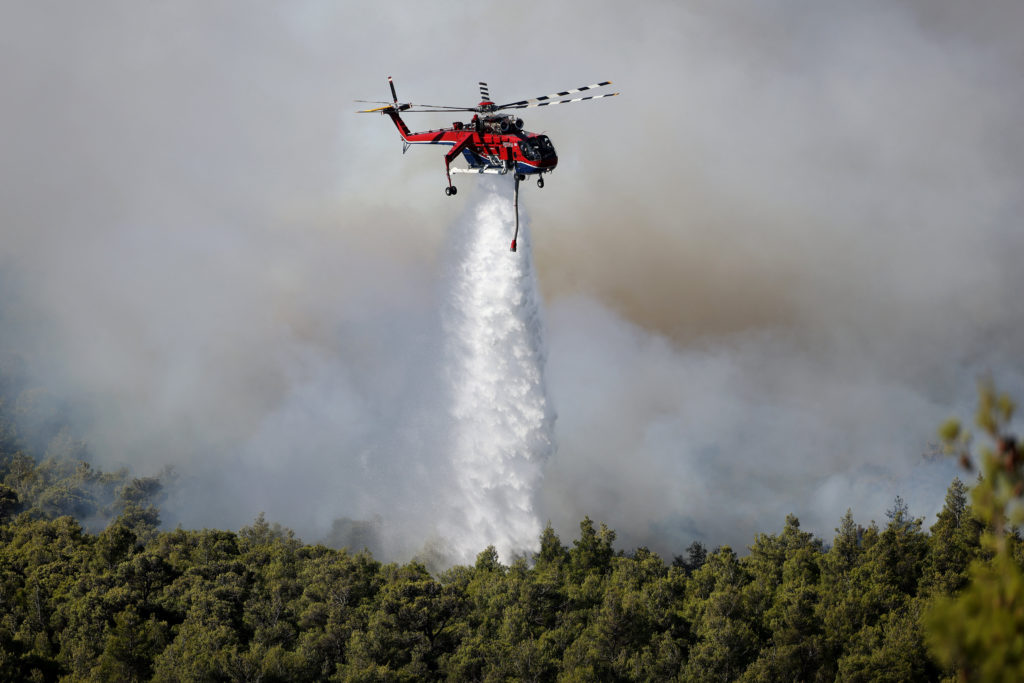 Wildfire burns near Agios Nektarios