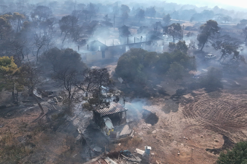 Wildfire burns in Greece