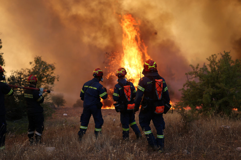 Wildfire burns near Agia Paraskevi