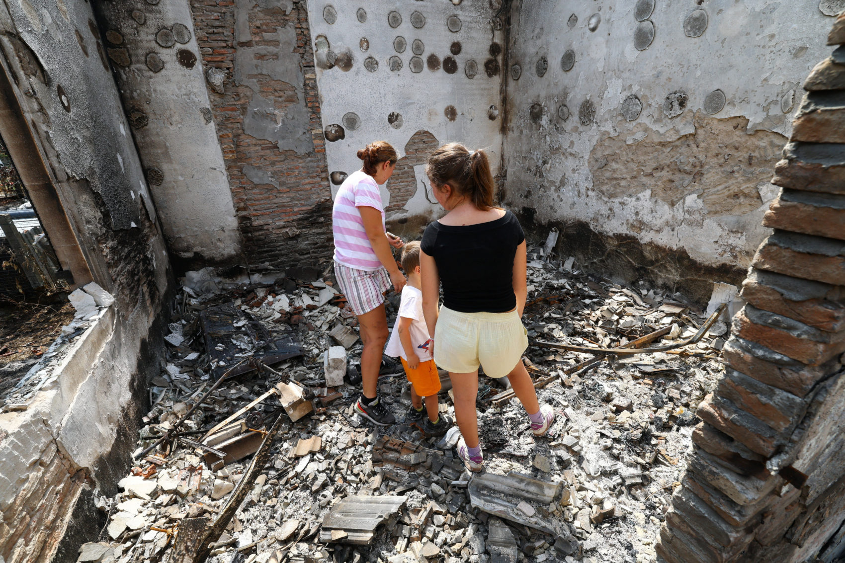 Aftermath of wildfires in Le Porge