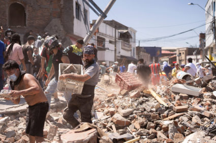 Collapsed buildings in Cali after earthquake strikes Colombia