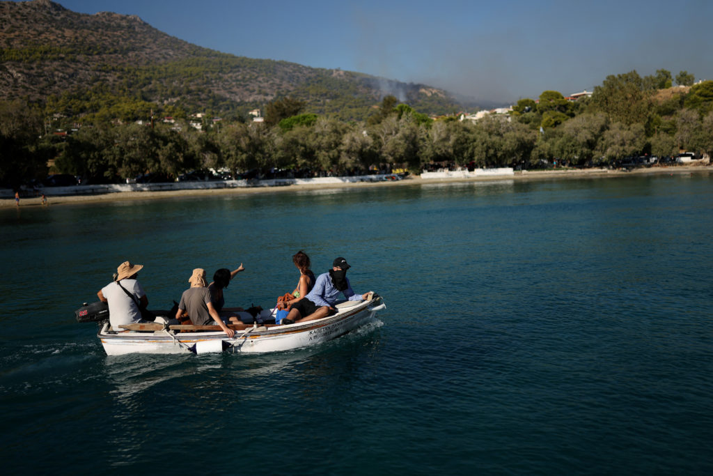 Wildfire burns in Salamina island near Athens