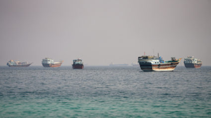 Vessels near the Strait of Hormuz, as seen from Musandam