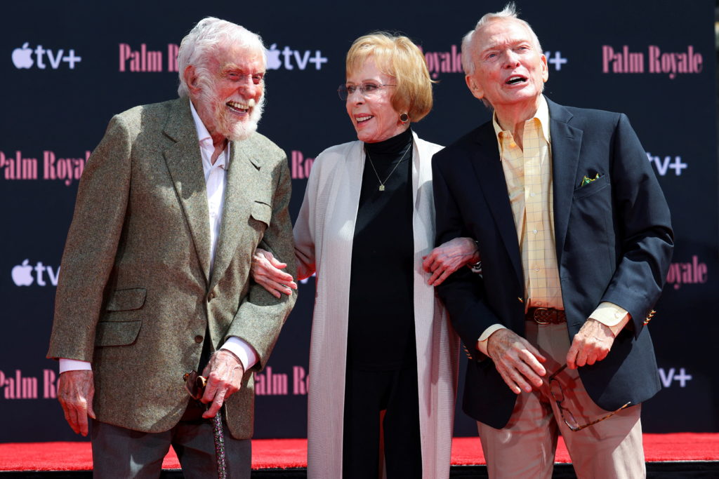 Iconic comedy legend and actor Carol Burnett marks her hands and feet in cement on Hollywood Blvd in Los Angeles