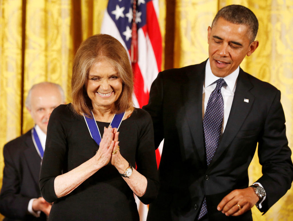 FILE PHOTO: U.S. President Barack Obama presents the Presidential Medal of Freedom to women's rights activist Gloria Stein...