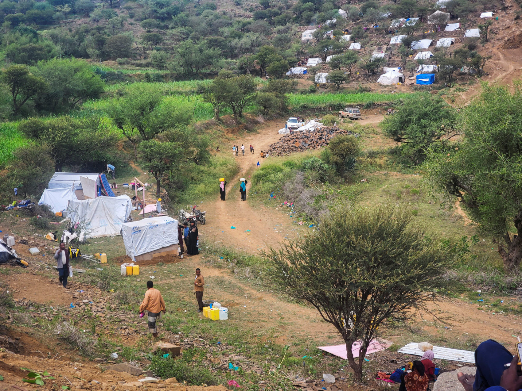 Yemenis flee Houthi clashes to displacement camps