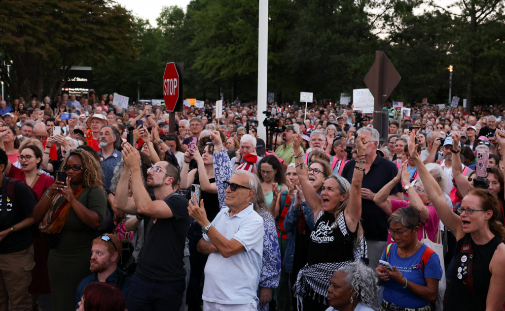 Protest against the closing of the Kennedy Center, in Washington
